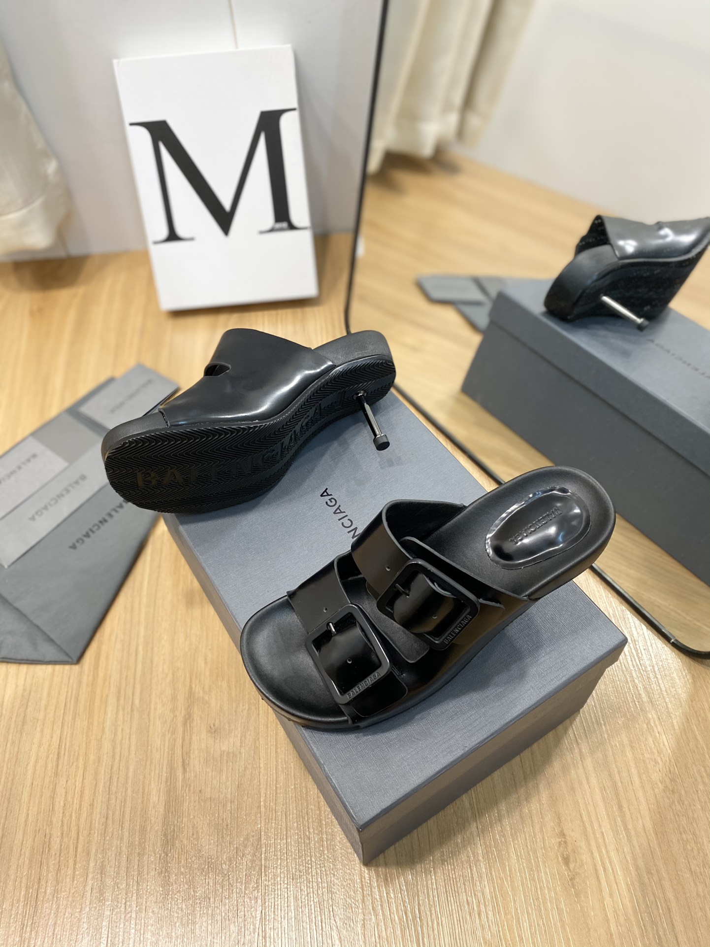 Balenciaga Cagole Sandal Black Shadow For Women