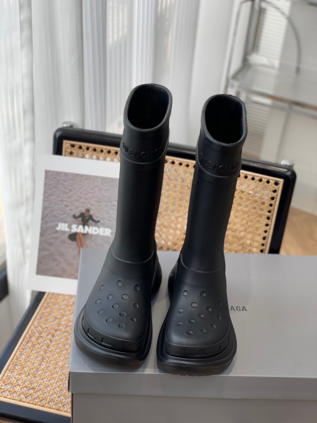 Balenciaga Crocs Boot Black For Women 677388W1S8E1000