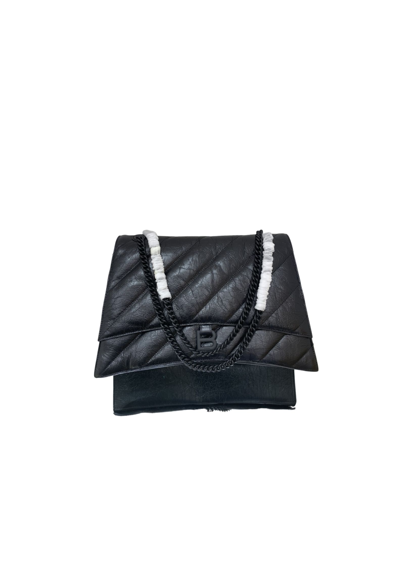 Balenciaga Crush Large Chain Bag Quilted In Black For Women 15.7in/ 40cm