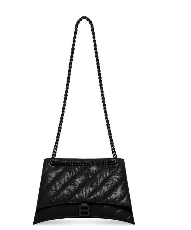 Balenciaga Crush Medium Chain Bag Quilted In Black For Women 12.2in/31cm 716393210IY1000