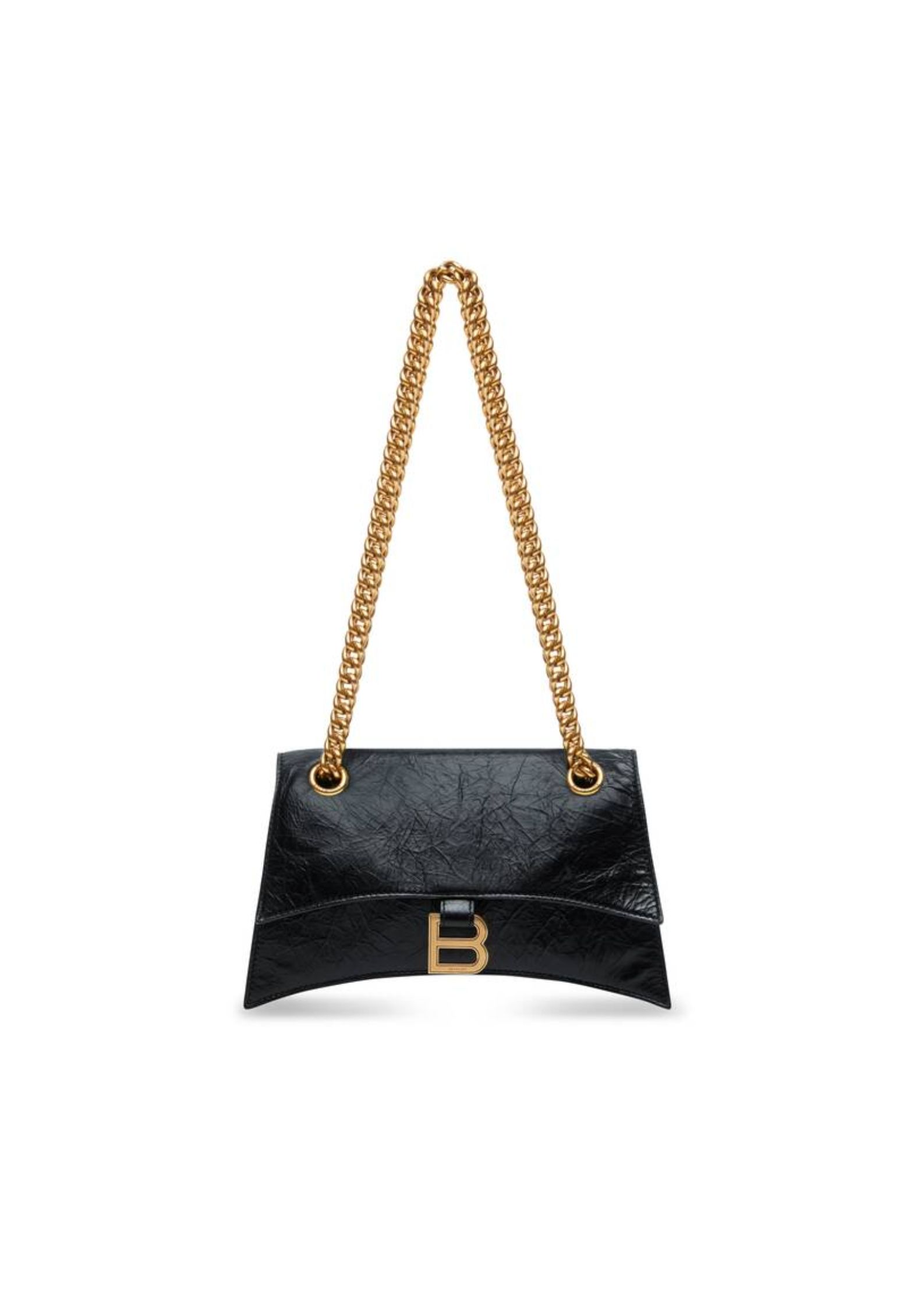 Balenciaga Crush Small Chain Bag In Black For Women 9.8in/ 25cm 716351210IT1000