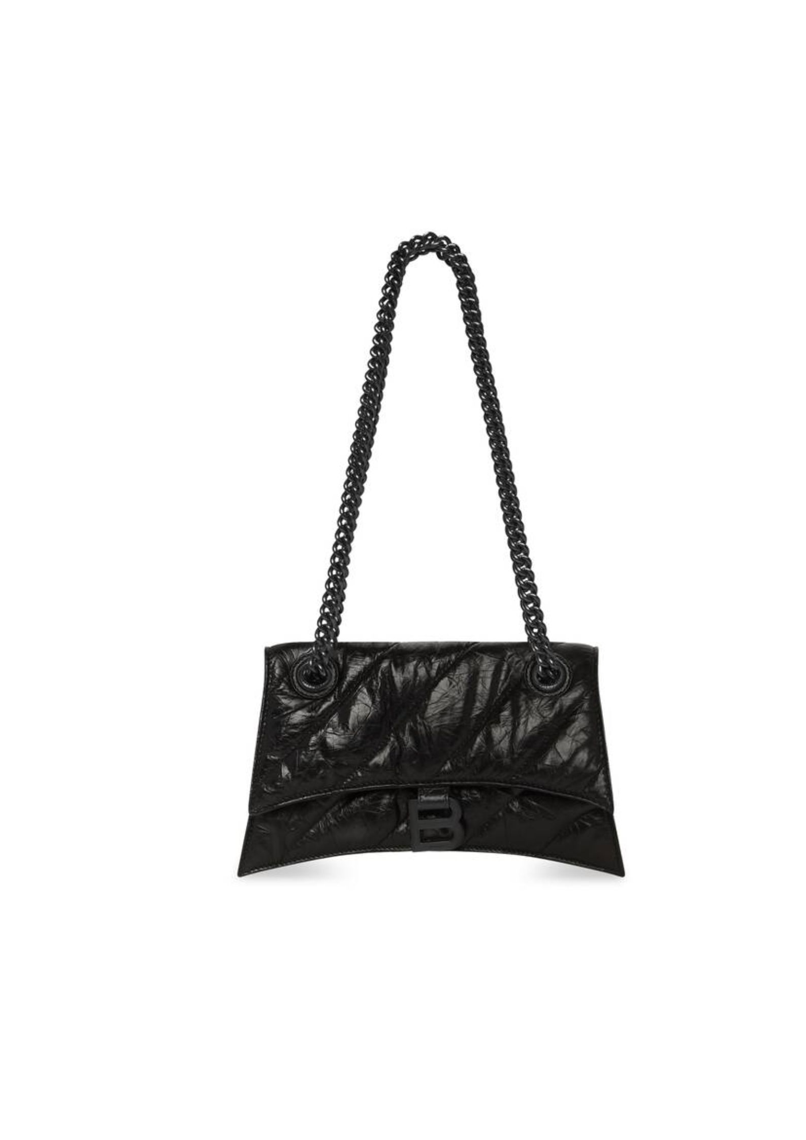 Balenciaga Crush Small Chain Bag Quilted In Black For Women 9.8in/25cm 716351210IY1000