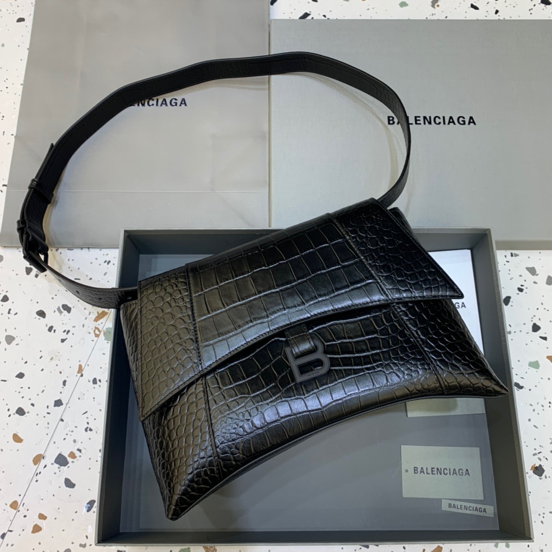 Balenciaga Downtown Medium Shoulder Bag In Black, For Women, Women’s Bags 12.6in/32cm