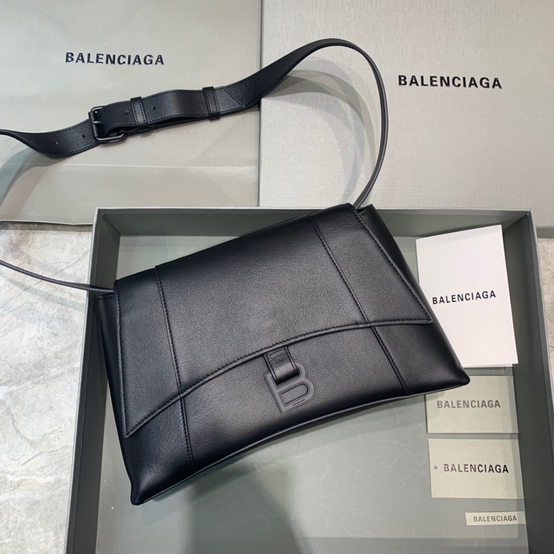 Balenciaga Downtown Small Shoulder Bag In Black, For Women, Women’s Bags 11.8in/30cm
