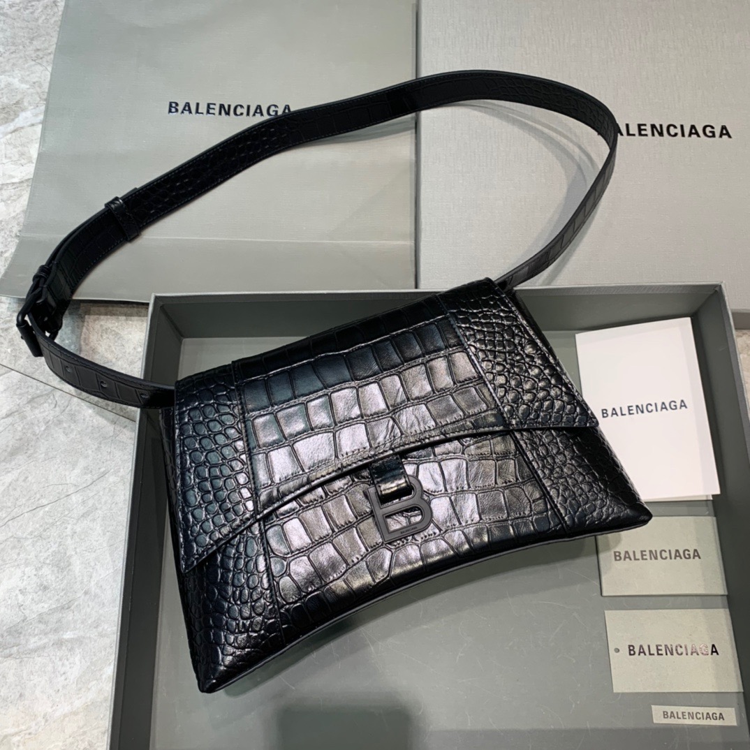 Balenciaga Downtown Small Shoulder Bag In Black, For Women, Women’s Bags 11.8in/30cm