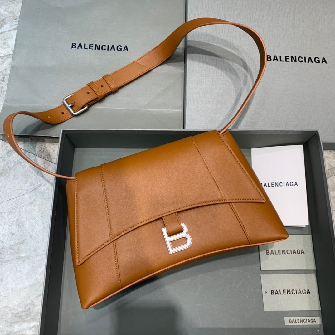 Balenciaga Downtown Small Shoulder Bag In Brown, For Women, Women’s Bags 11.8in/30cm
