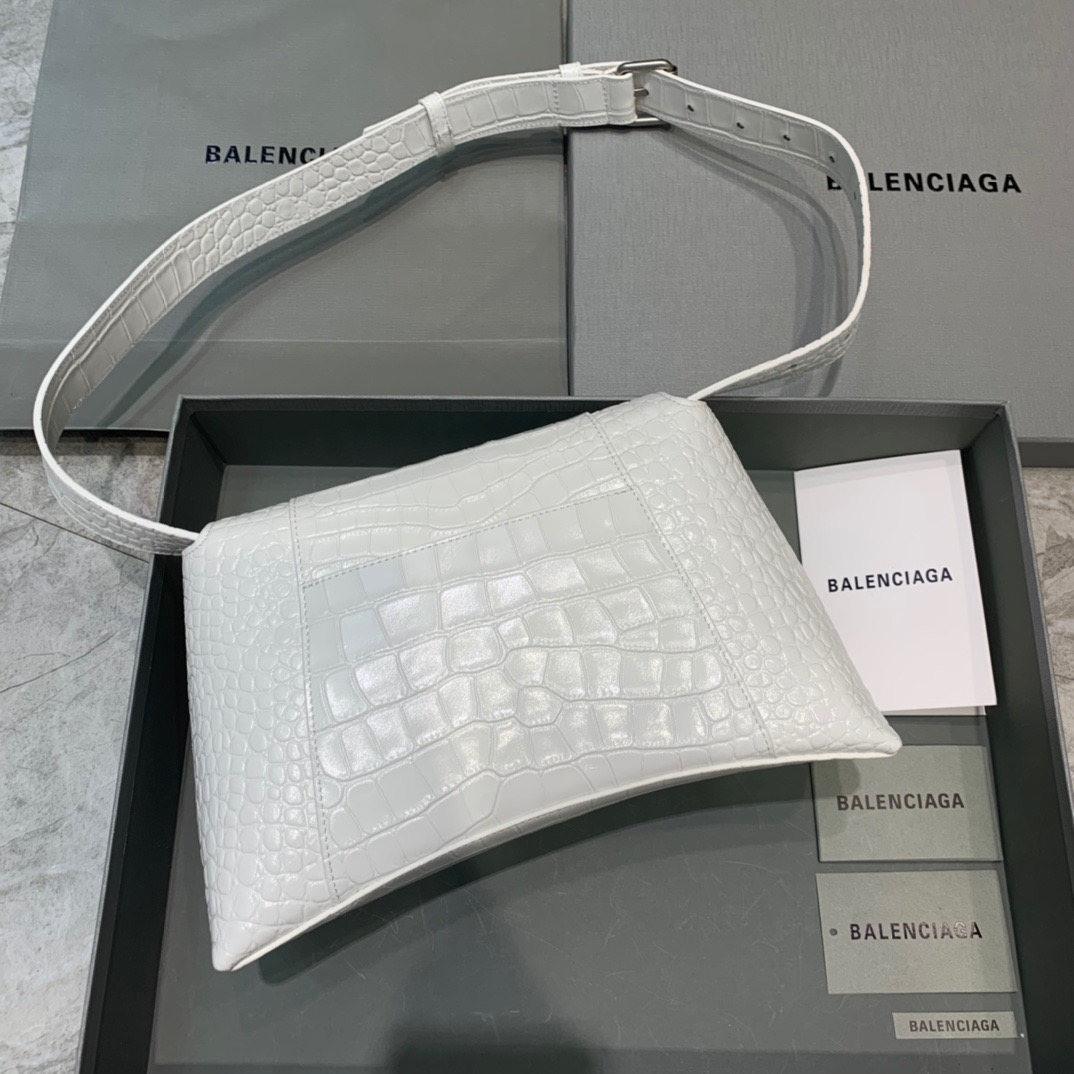 Balenciaga Downtown Small Shoulder Bag In White, For Women, Women’s Bags 11.8in/30cm