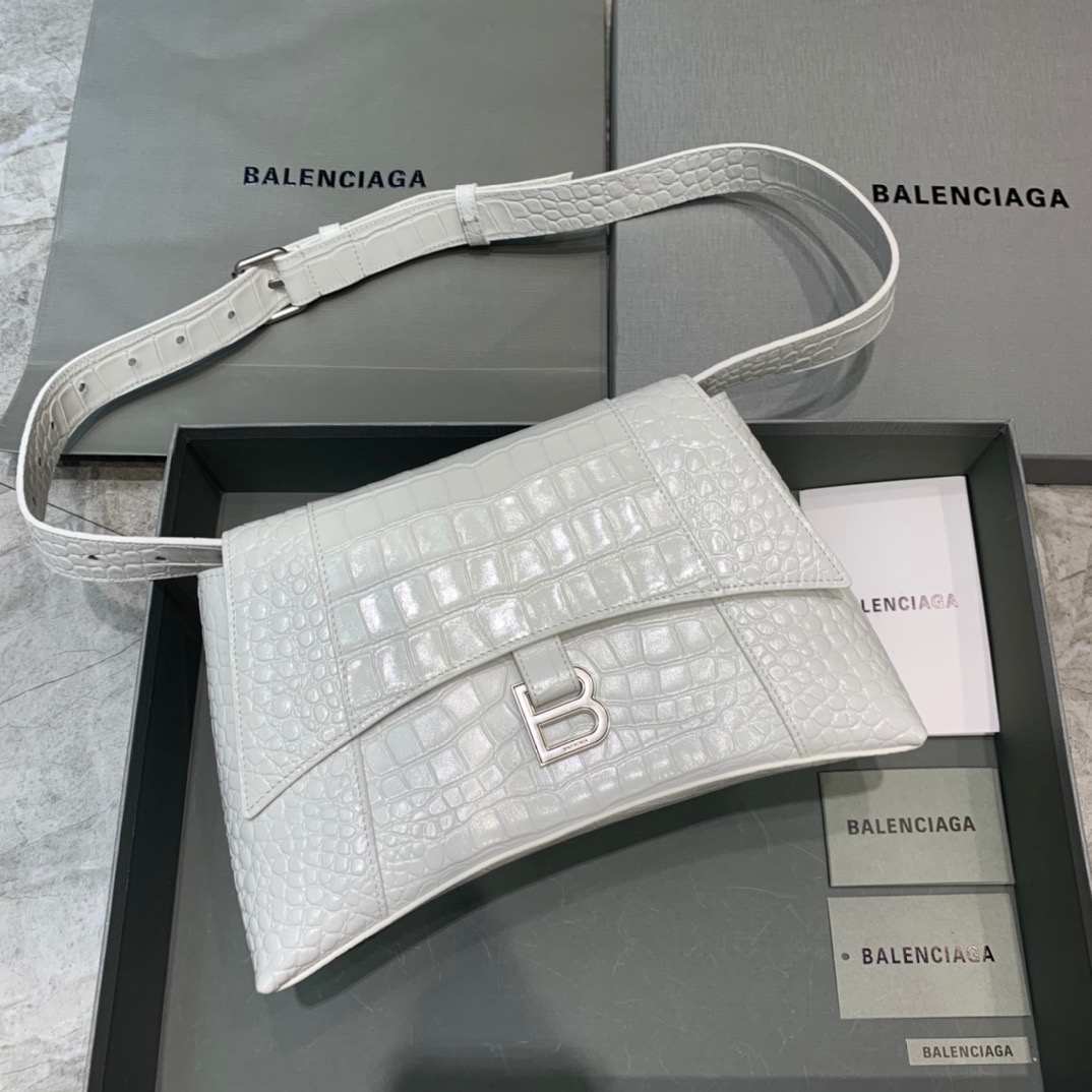 Balenciaga Downtown Small Shoulder Bag In White, For Women, Women’s Bags 11.8in/30cm