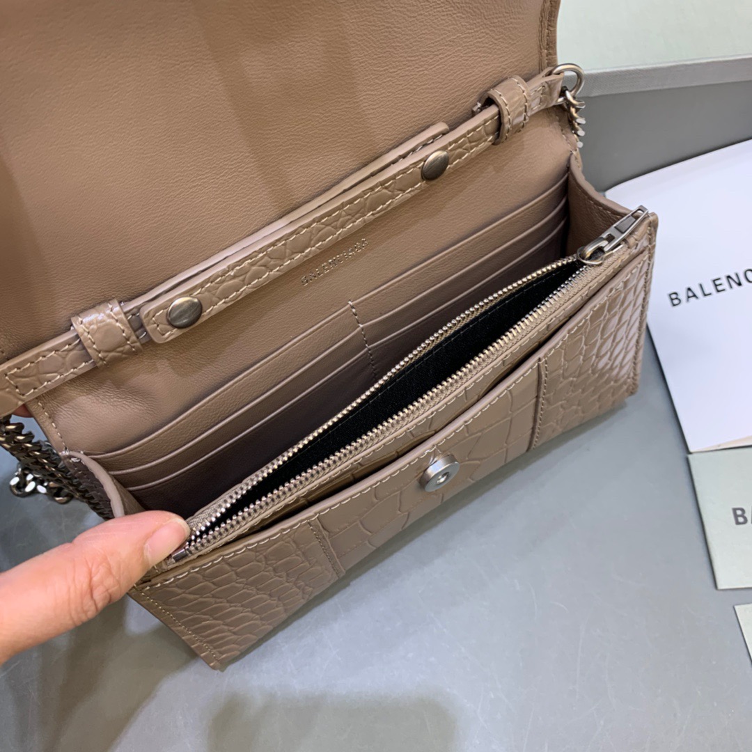 Balenciaga Downtown Small Shoulder Bag With Chain Brown, For Women, Women’s Bags 11.8in/30cm