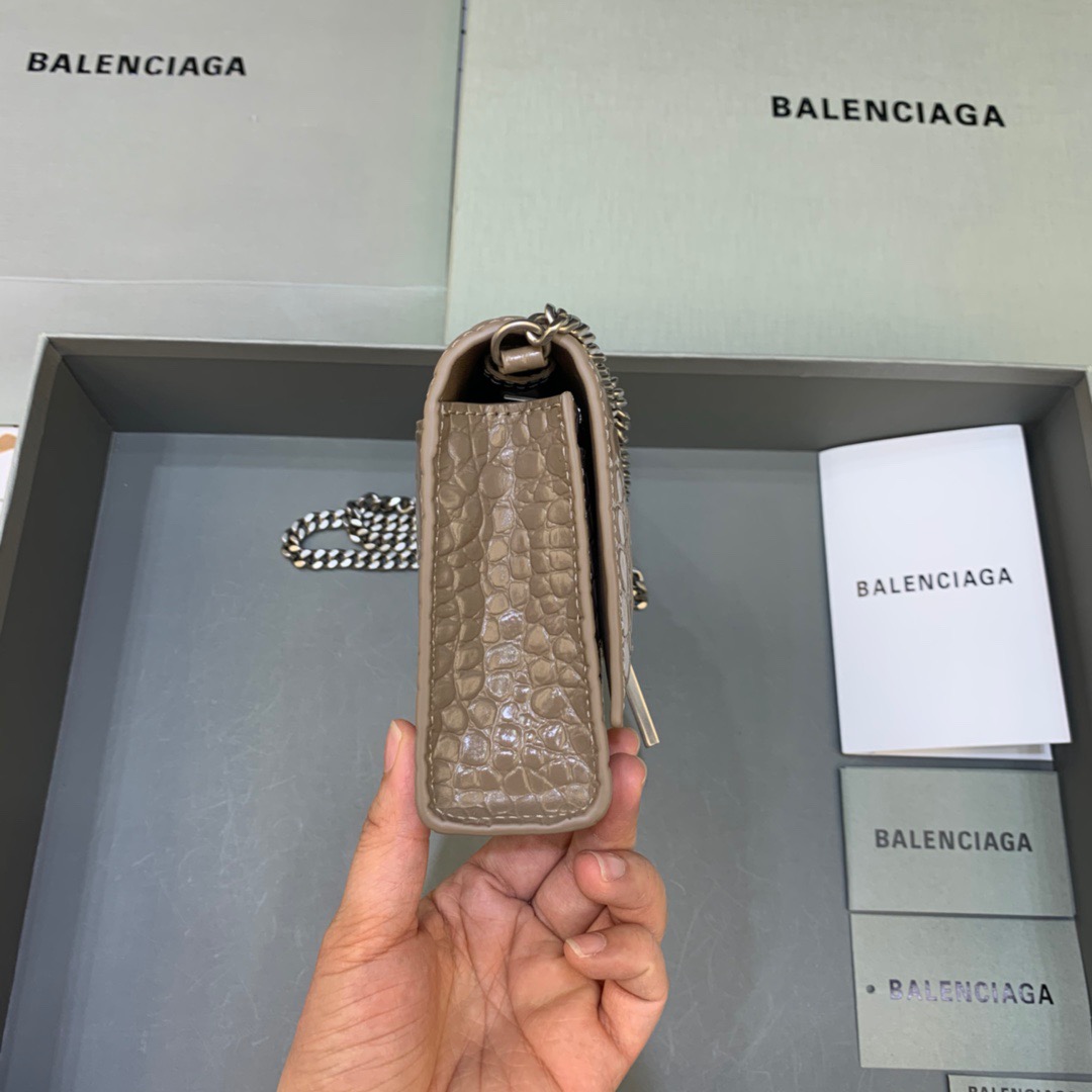 Balenciaga Downtown Small Shoulder Bag With Chain Brown, For Women, Women’s Bags 11.8in/30cm