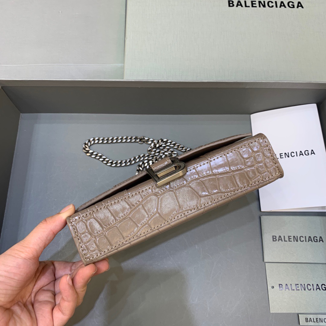 Balenciaga Downtown Small Shoulder Bag With Chain Brown, For Women, Women’s Bags 11.8in/30cm