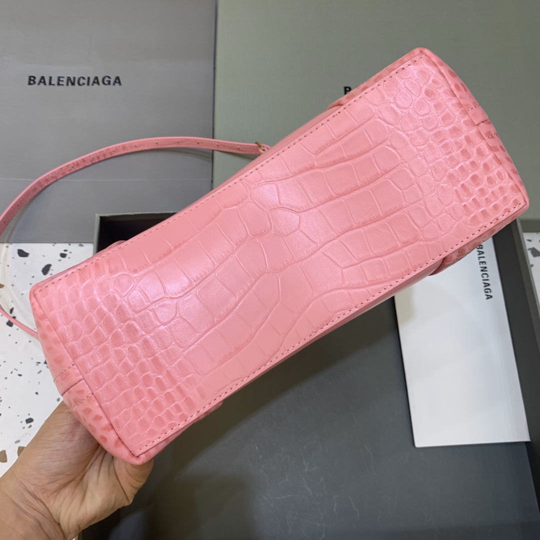 Balenciaga Editor Small Top Handle Bag Embossed Black/Pink For Women 10.6 in/27 cm