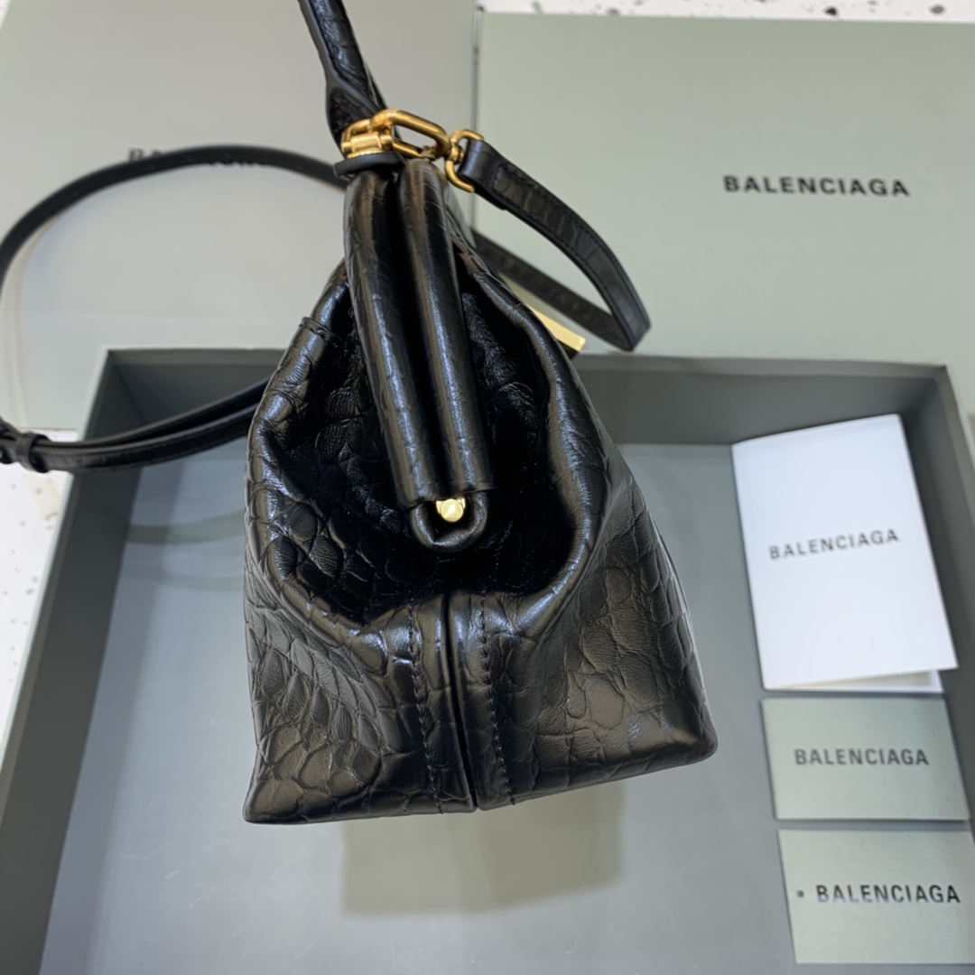 Balenciaga Editor Small Top Handle Bag Embossed Black/Pink For Women 10.6 in/27 cm