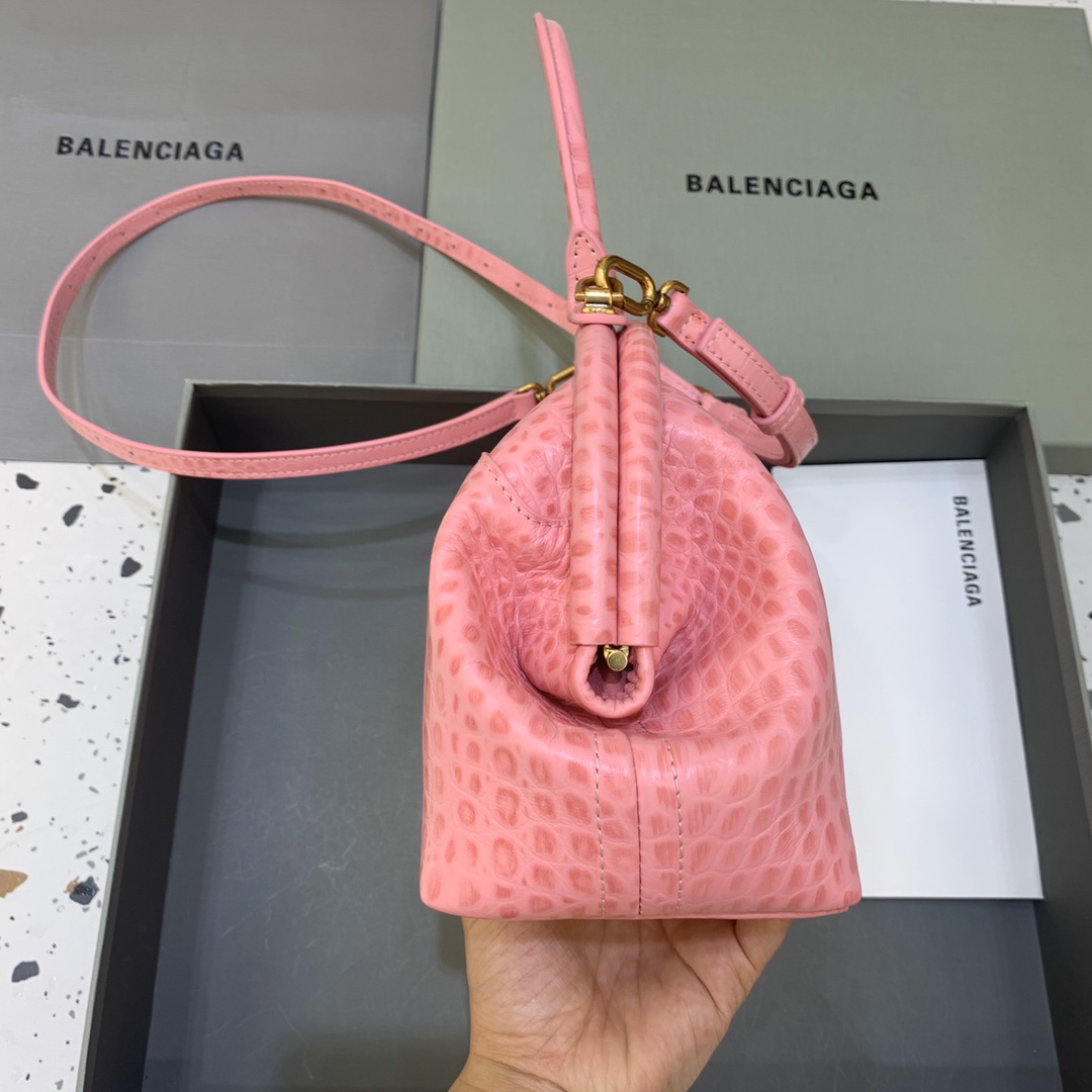 Balenciaga Editor Small Top Handle Bag Embossed Black/Pink For Women 10.6 in/27 cm