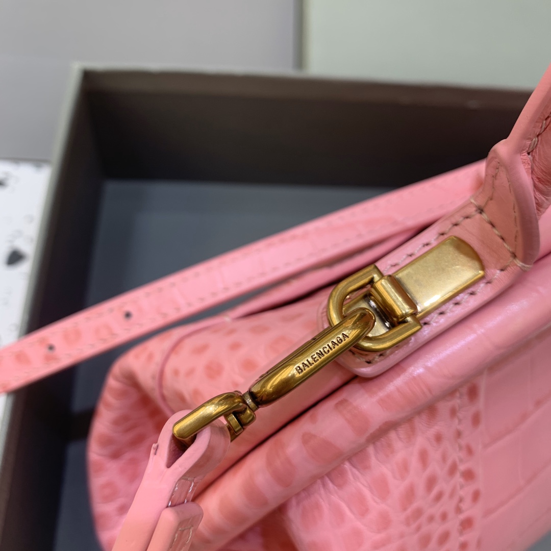 Balenciaga Editor Small Top Handle Bag Embossed Black/Pink For Women 10.6 in/27 cm