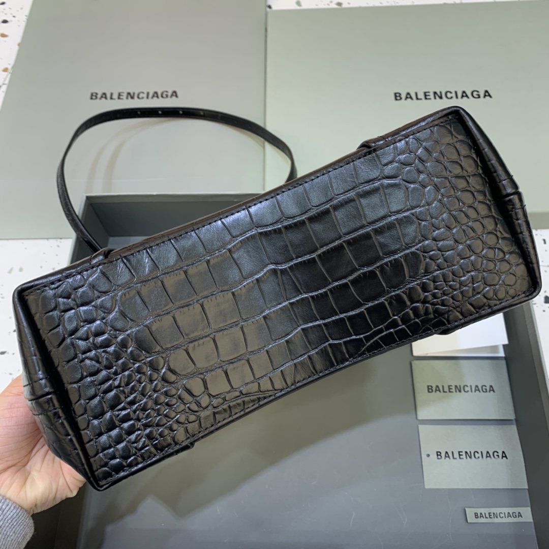 Balenciaga Editor Small Top Handle Bag Embossed Black/Pink For Women 10.6 in/27 cm