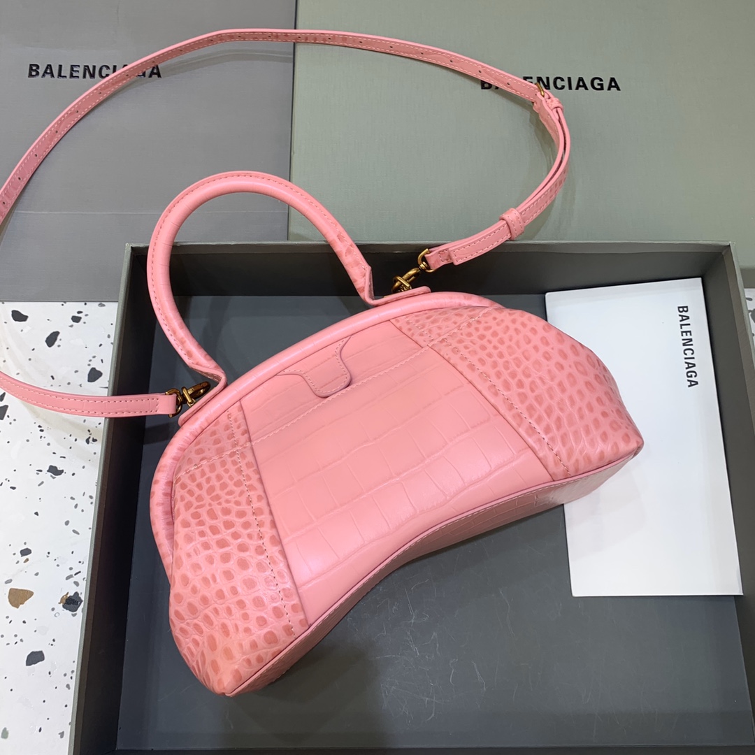 Balenciaga Editor Small Top Handle Bag Embossed Black/Pink For Women 10.6 in/27 cm