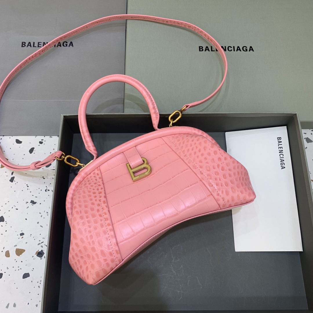 Balenciaga Editor Small Top Handle Bag Embossed Black/Pink For Women 10.6 in/27 cm