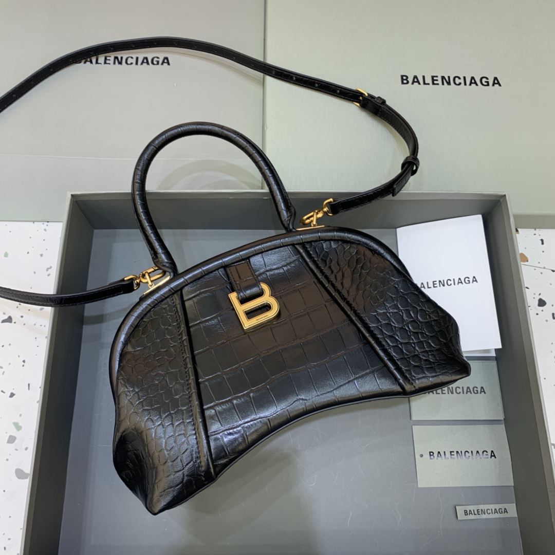Balenciaga Editor Small Top Handle Bag Embossed Black/Pink For Women 10.6 in/27 cm