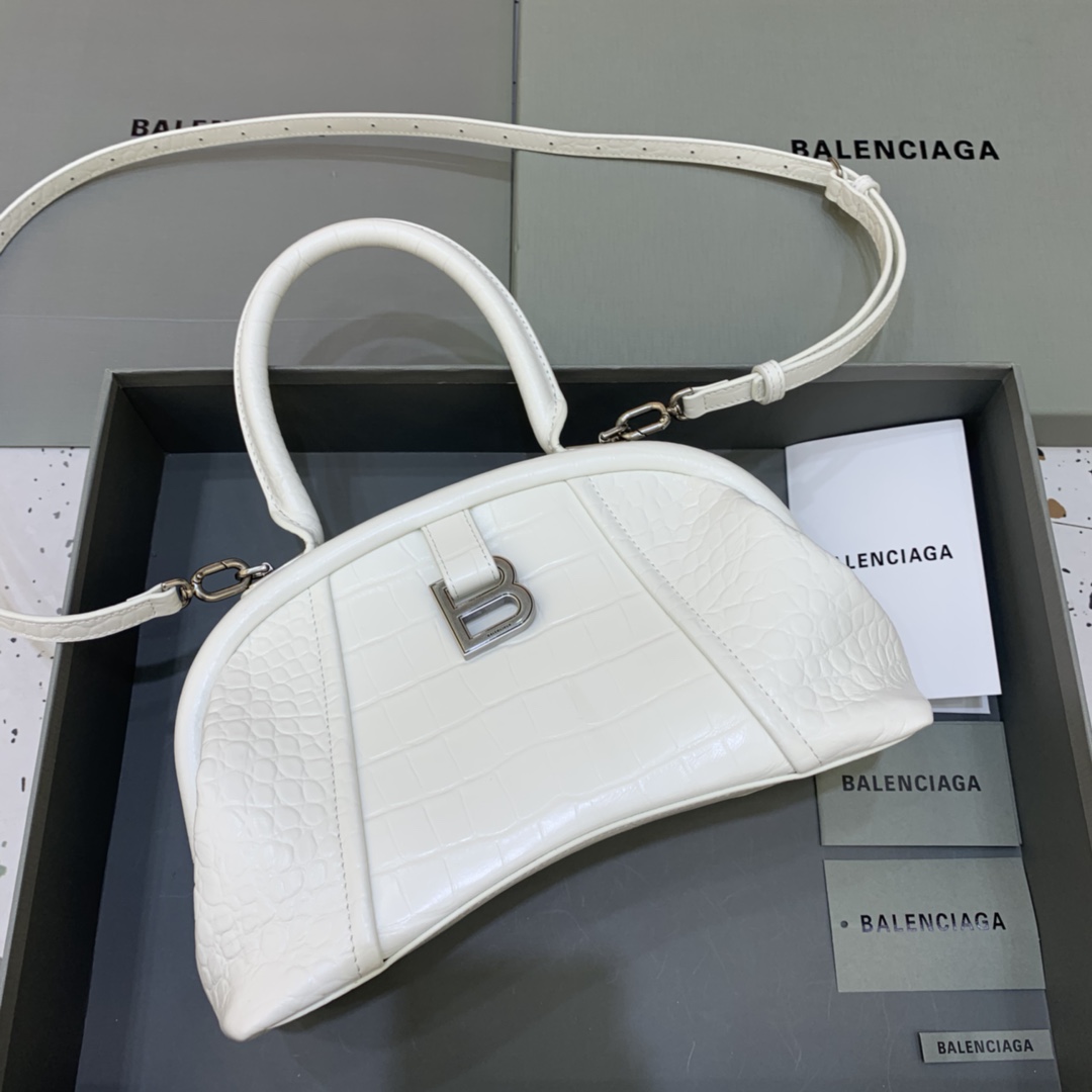 Balenciaga Editor Small Top Handle Bag Embossed White For Women 10.6 in/27 cm