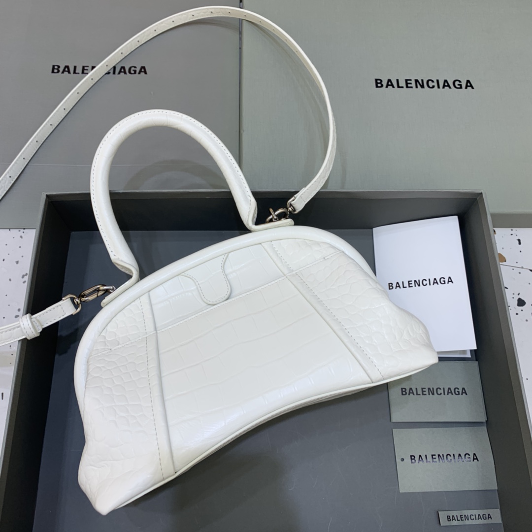 Balenciaga Editor Small Top Handle Bag Embossed White For Women 10.6 in/27 cm
