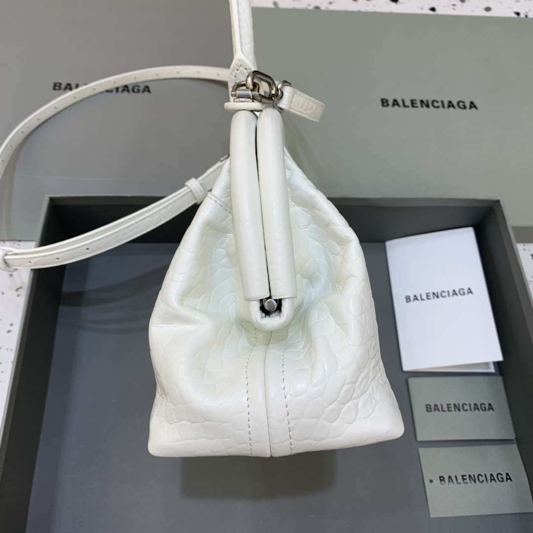 Balenciaga Editor Small Top Handle Bag Embossed White For Women 10.6 in/27 cm