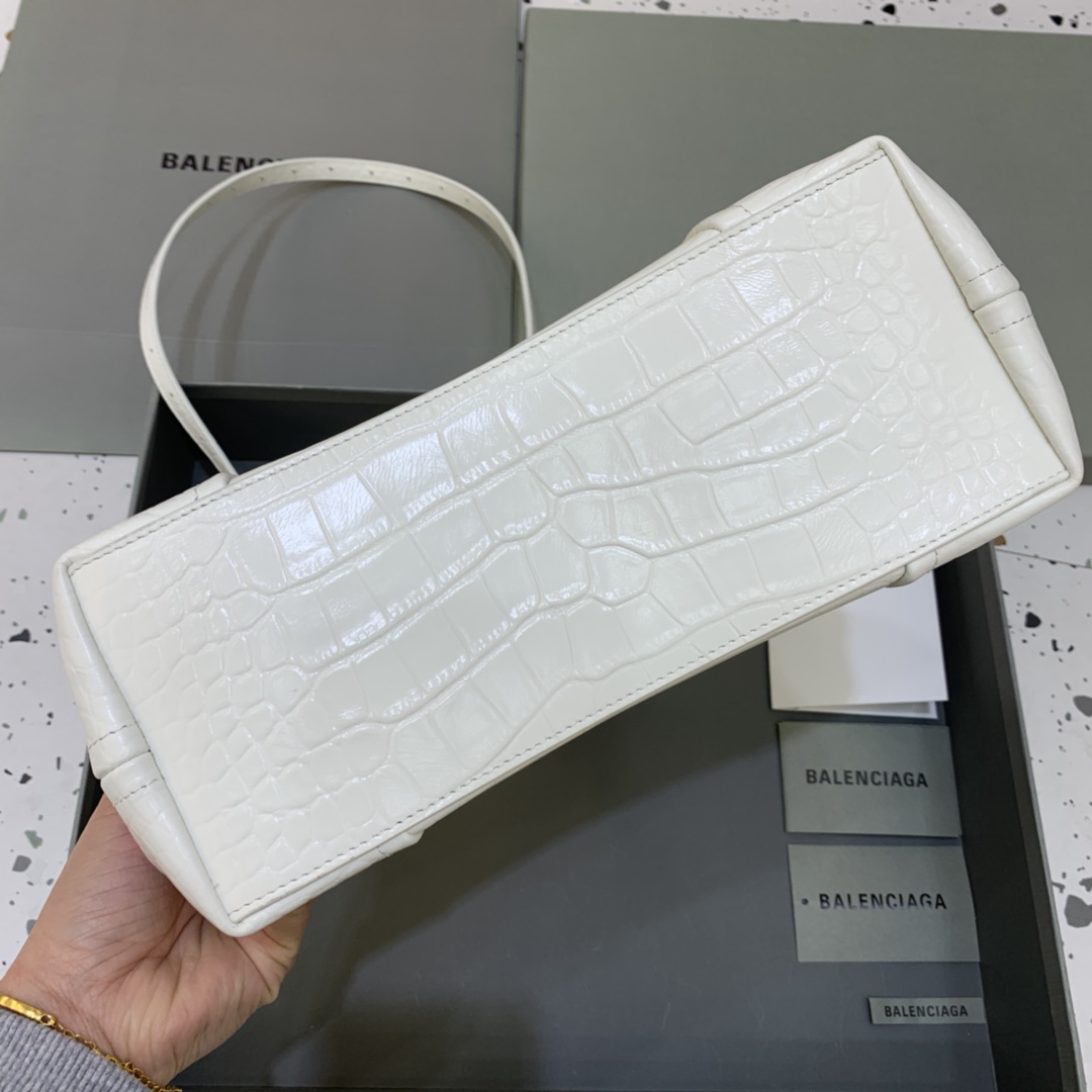 Balenciaga Editor Small Top Handle Bag Embossed White For Women 10.6 in/27 cm