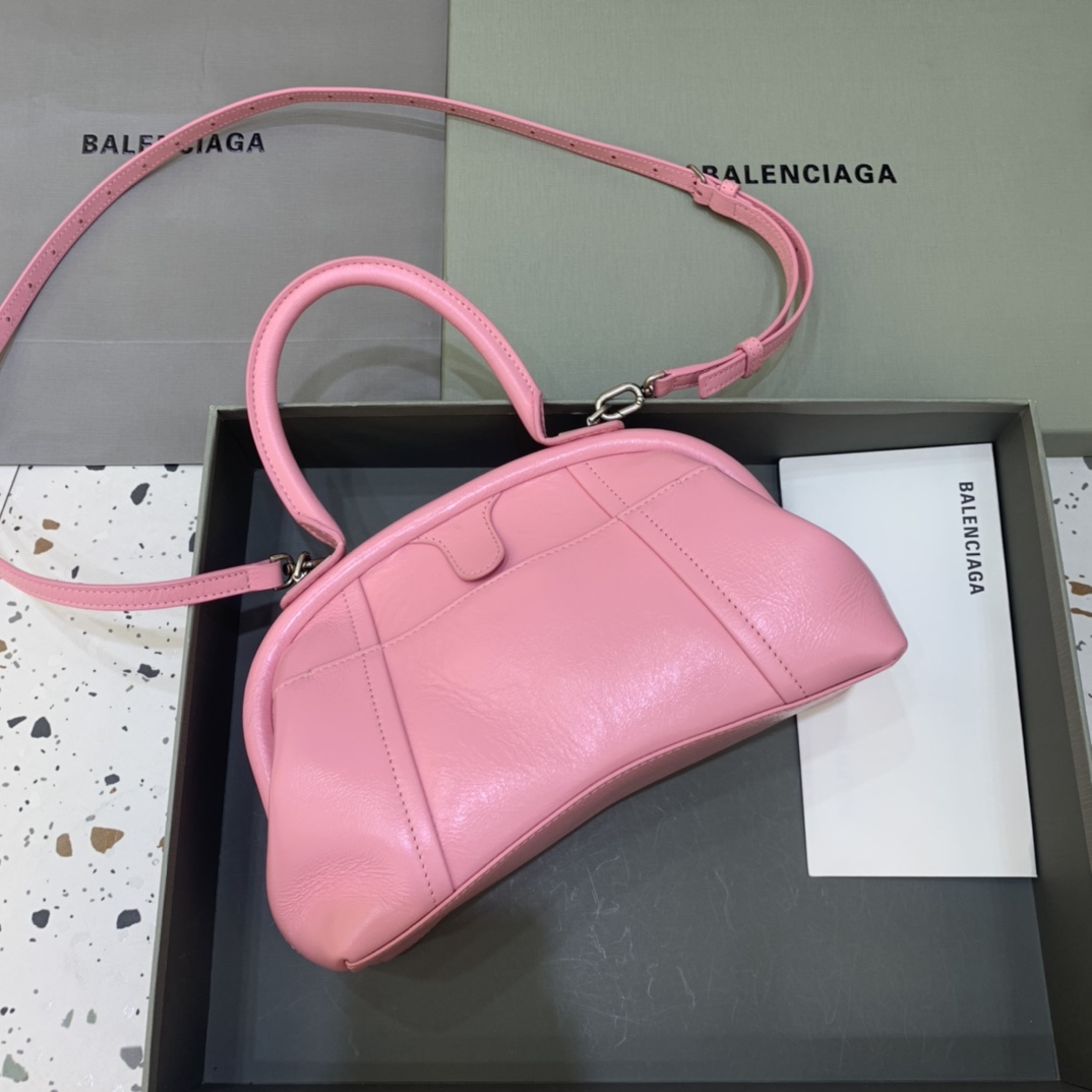 Balenciaga Editor Small Top Handle Bag Pink/Black For Women 10.6 in/27 cm