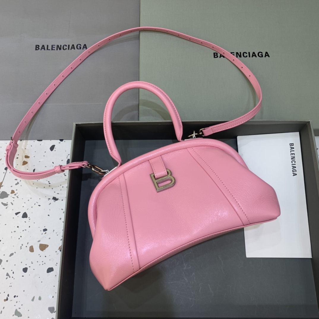 Balenciaga Editor Small Top Handle Bag Pink/Black For Women 10.6 in/27 cm