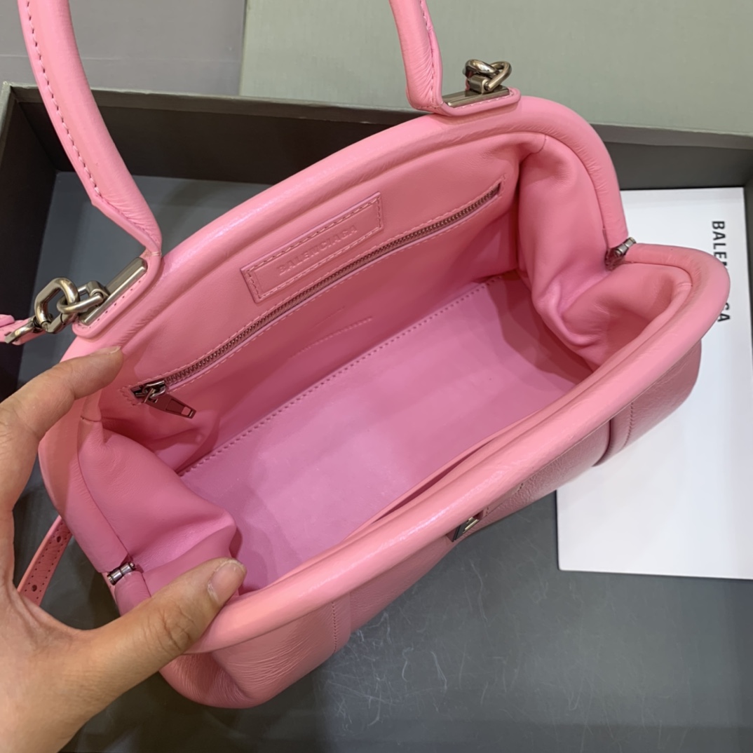 Balenciaga Editor Small Top Handle Bag Pink/Black For Women 10.6 in/27 cm