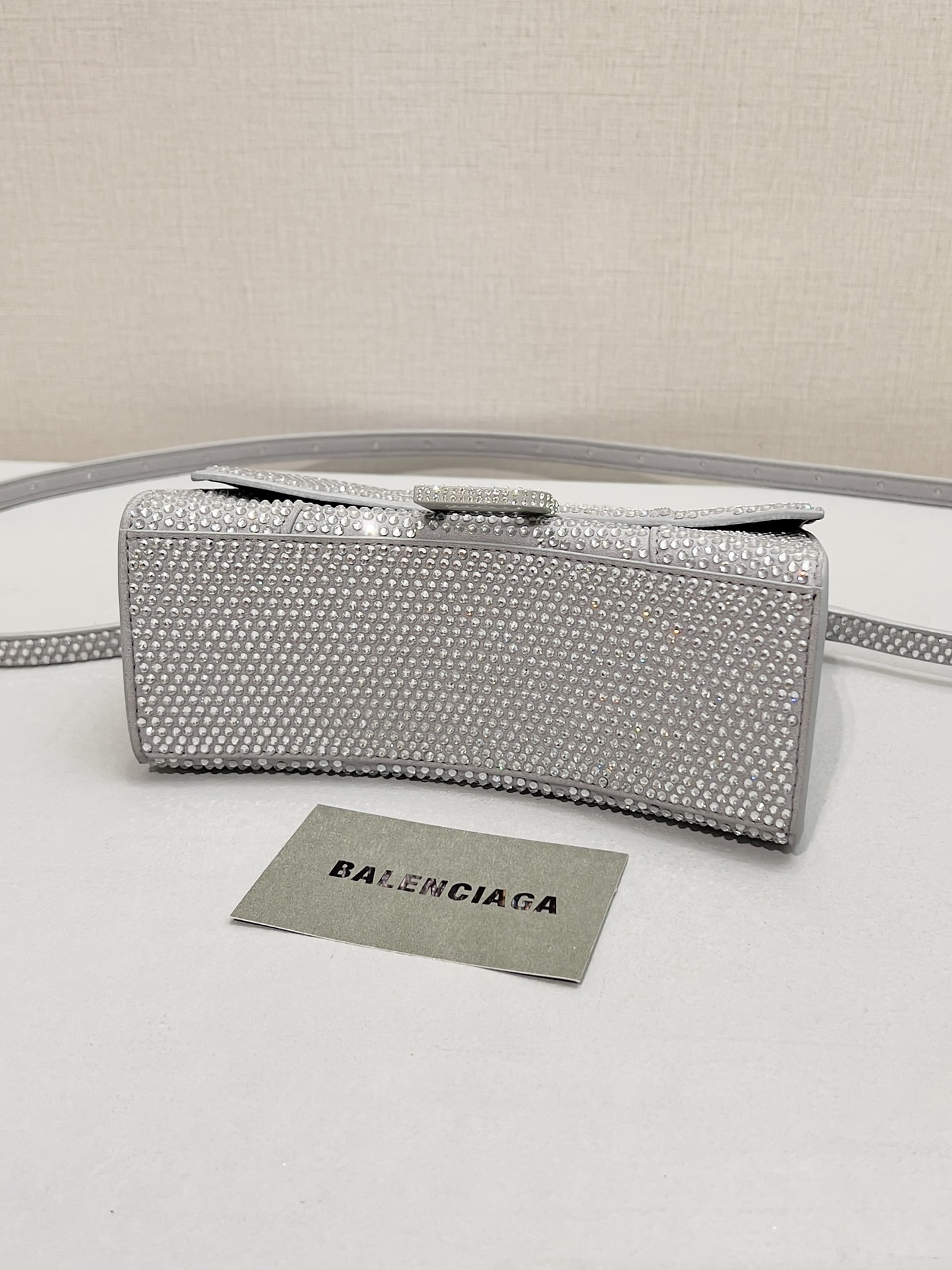 Balenciaga Furry Hourglass XS Handbag With Rhinestones In Grey/Pink/Yellow/Black For Women 7.4in/19cm 59283328D0Y1272