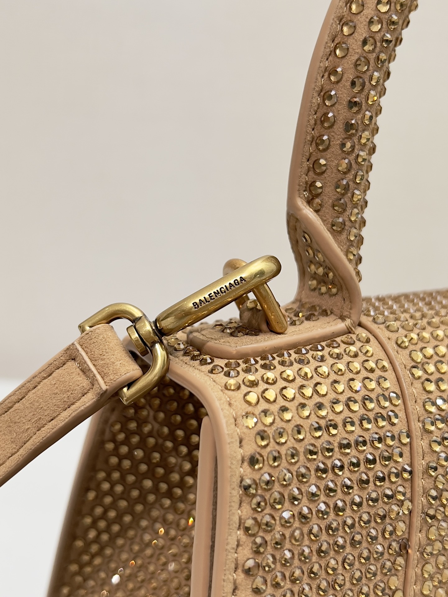 Balenciaga Furry Hourglass XS Handbag With Rhinestones In Grey/Pink/Yellow/Black For Women 7.4in/19cm 59283328D0Y1272