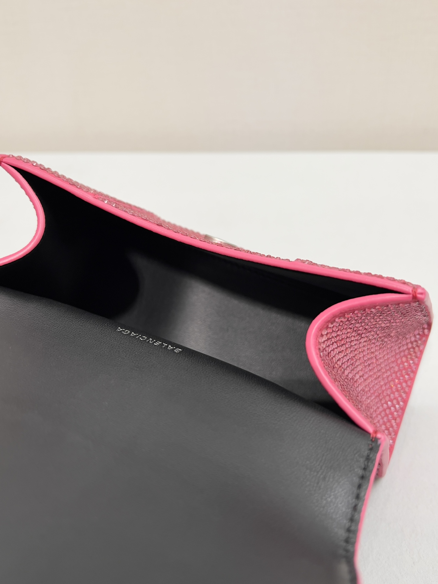 Balenciaga Furry Hourglass XS Handbag With Rhinestones In Grey/Pink/Yellow/Black For Women 7.4in/19cm 59283328D0Y1272
