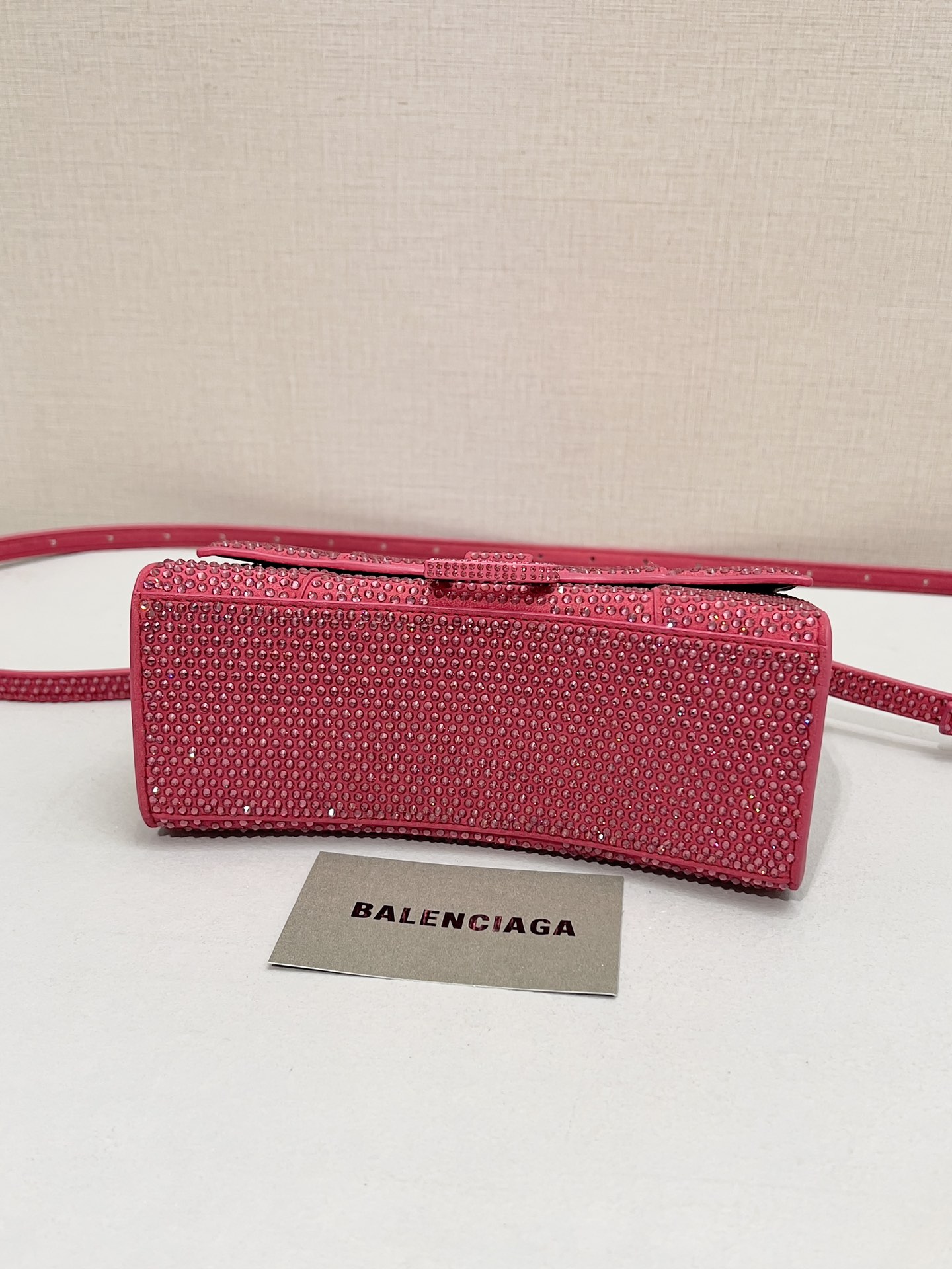Balenciaga Furry Hourglass XS Handbag With Rhinestones In Grey/Pink/Yellow/Black For Women 7.4in/19cm 59283328D0Y1272