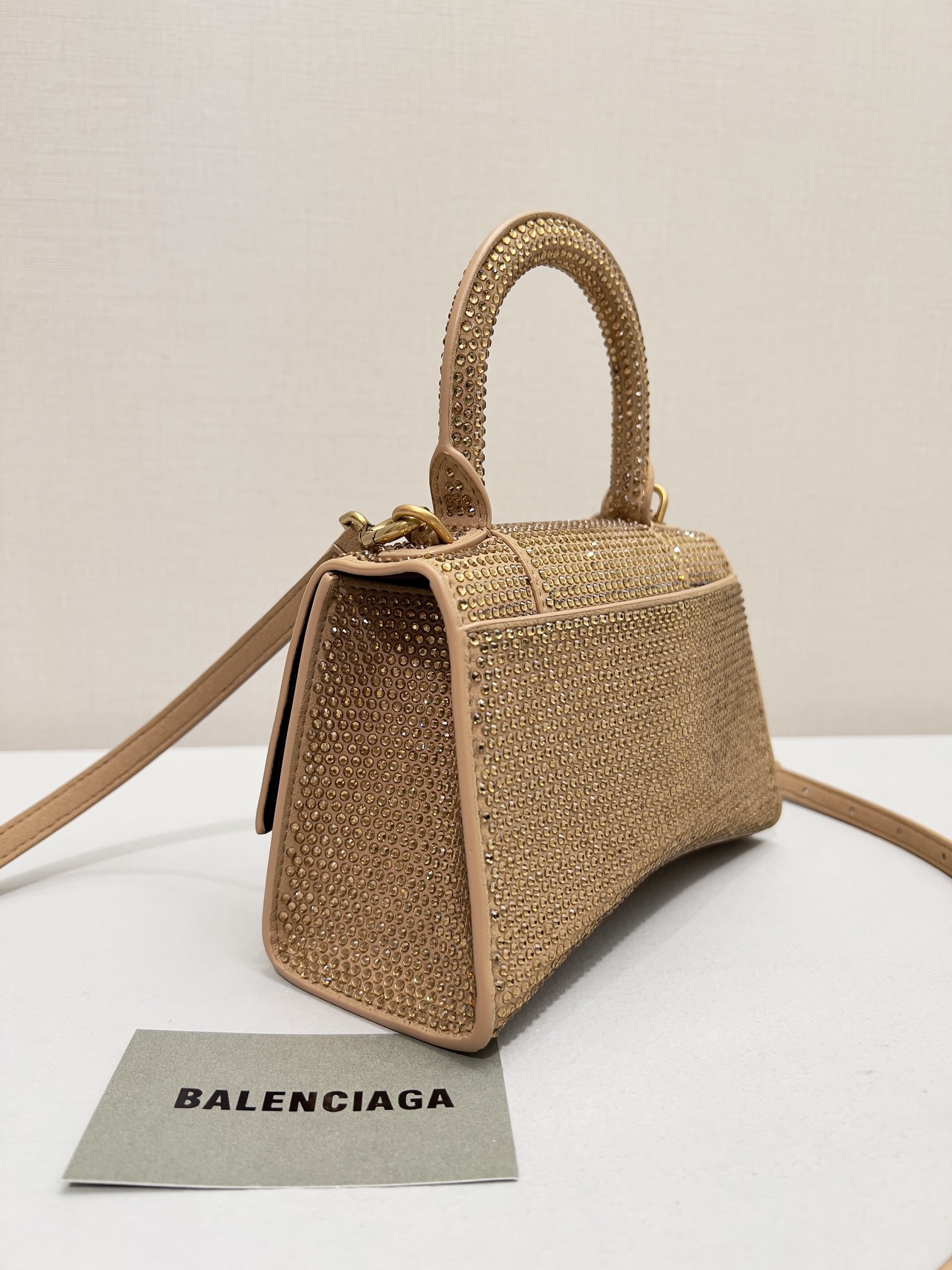 Balenciaga Furry Hourglass XS Handbag With Rhinestones In Grey/Pink/Yellow/Black For Women 7.4in/19cm 59283328D0Y1272