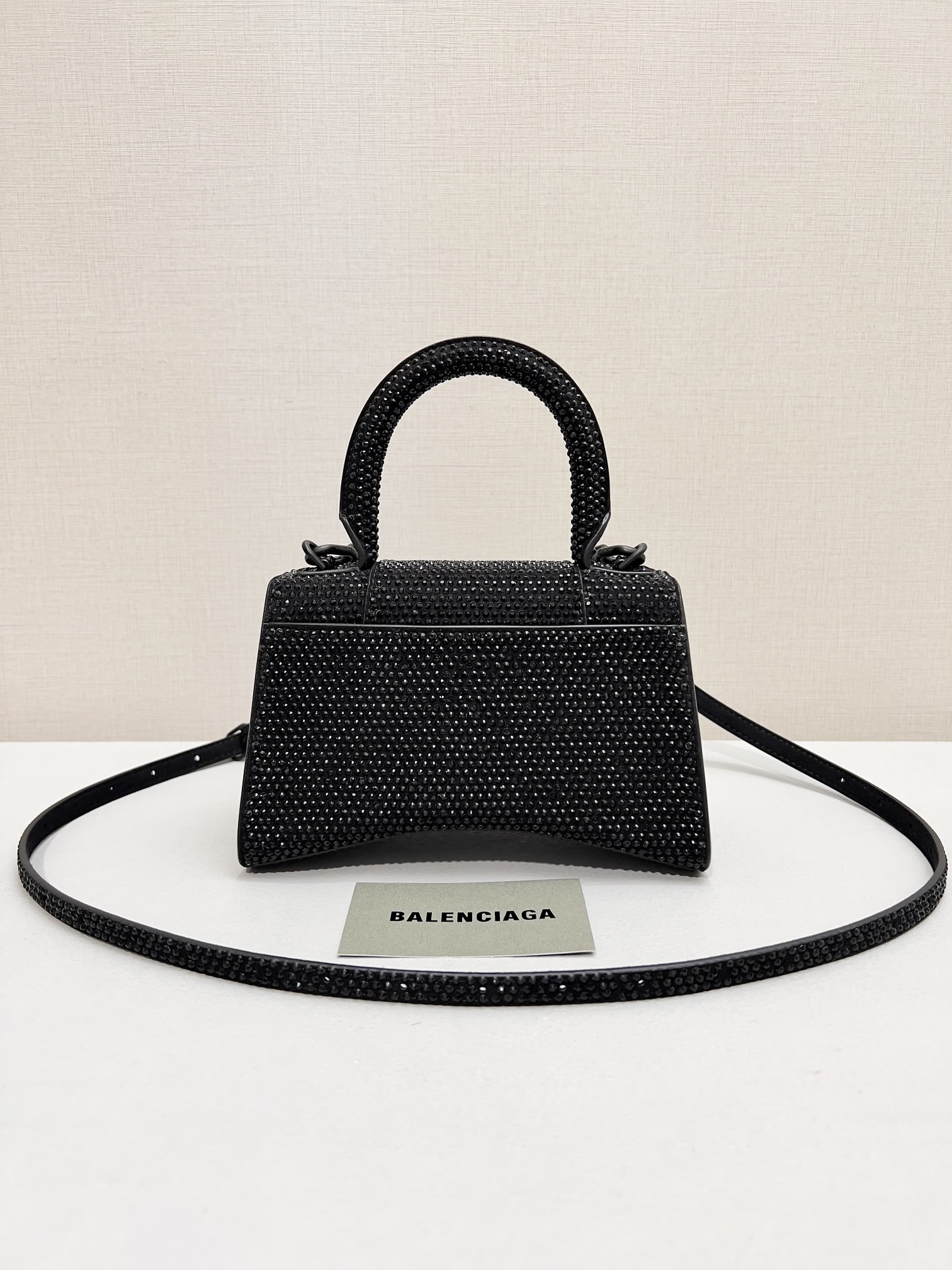 Balenciaga Furry Hourglass XS Handbag With Rhinestones In Grey/Pink/Yellow/Black For Women 7.4in/19cm 59283328D0Y1272