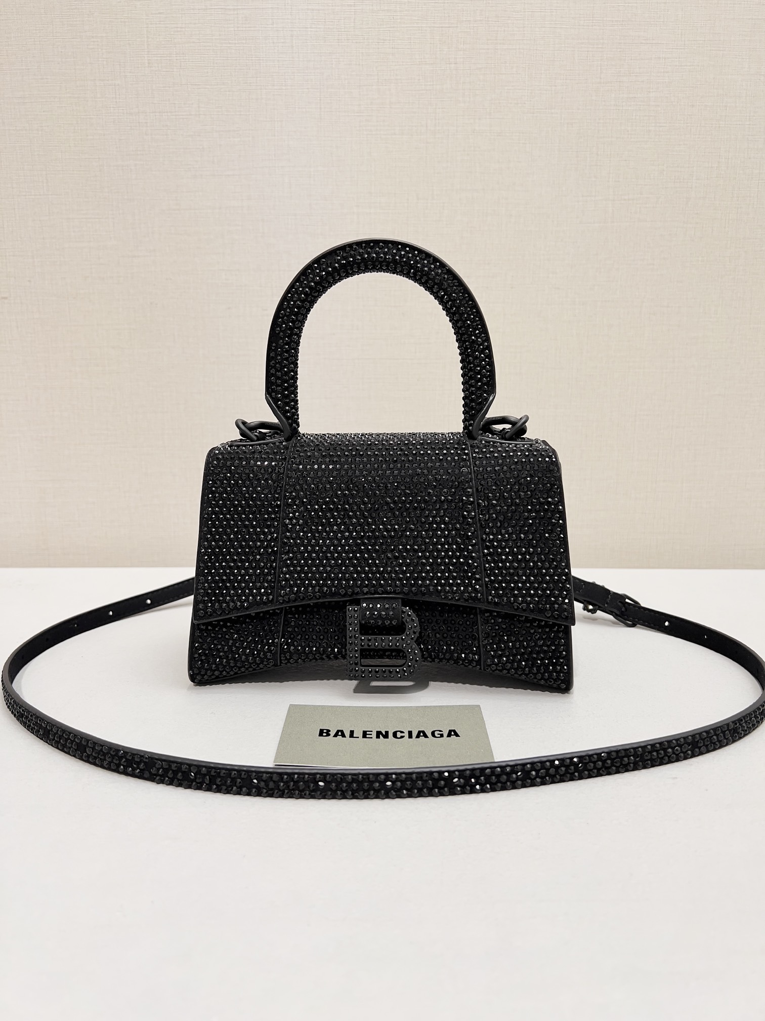Balenciaga Furry Hourglass XS Handbag With Rhinestones In Grey/Pink/Yellow/Black For Women 7.4in/19cm 59283328D0Y1272