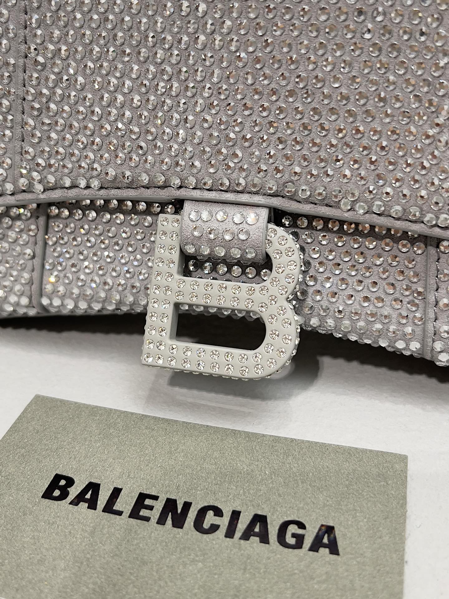 Balenciaga Furry Hourglass XS Handbag With Rhinestones In Grey/Pink/Yellow/Black For Women 7.4in/19cm 59283328D0Y1272
