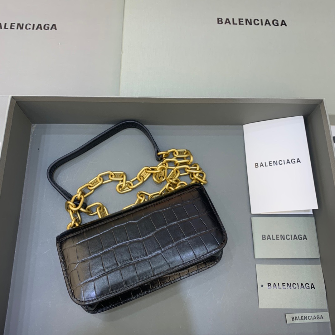 Balenciaga Gossip Small On Chain Shoulder Bag Black, For Women, Women’s Bags 7.4in/19cm