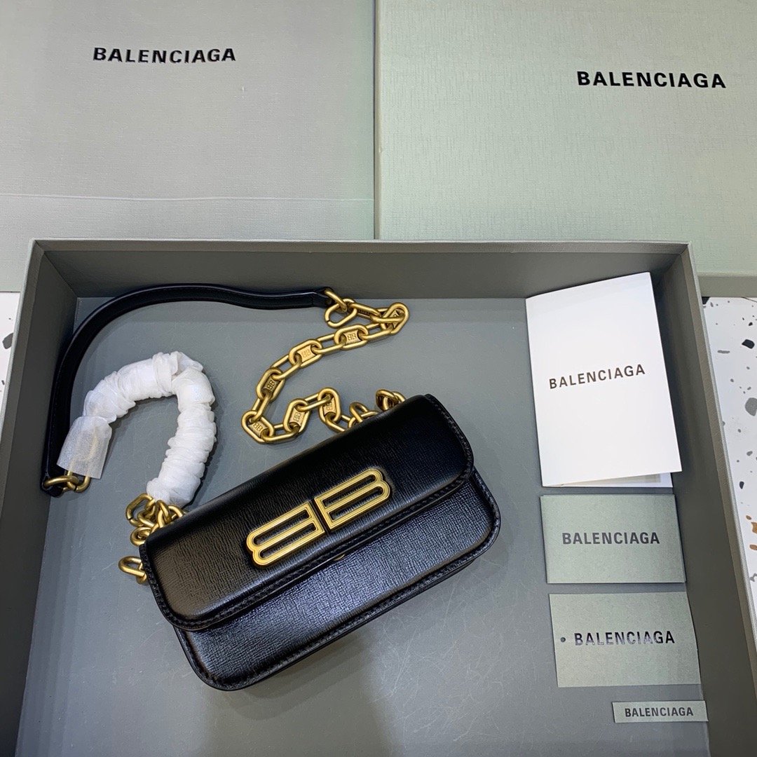 Balenciaga Gossip Small On Chain Shoulder Bag Black, For Women, Women’s Bags 7.4in/19cm