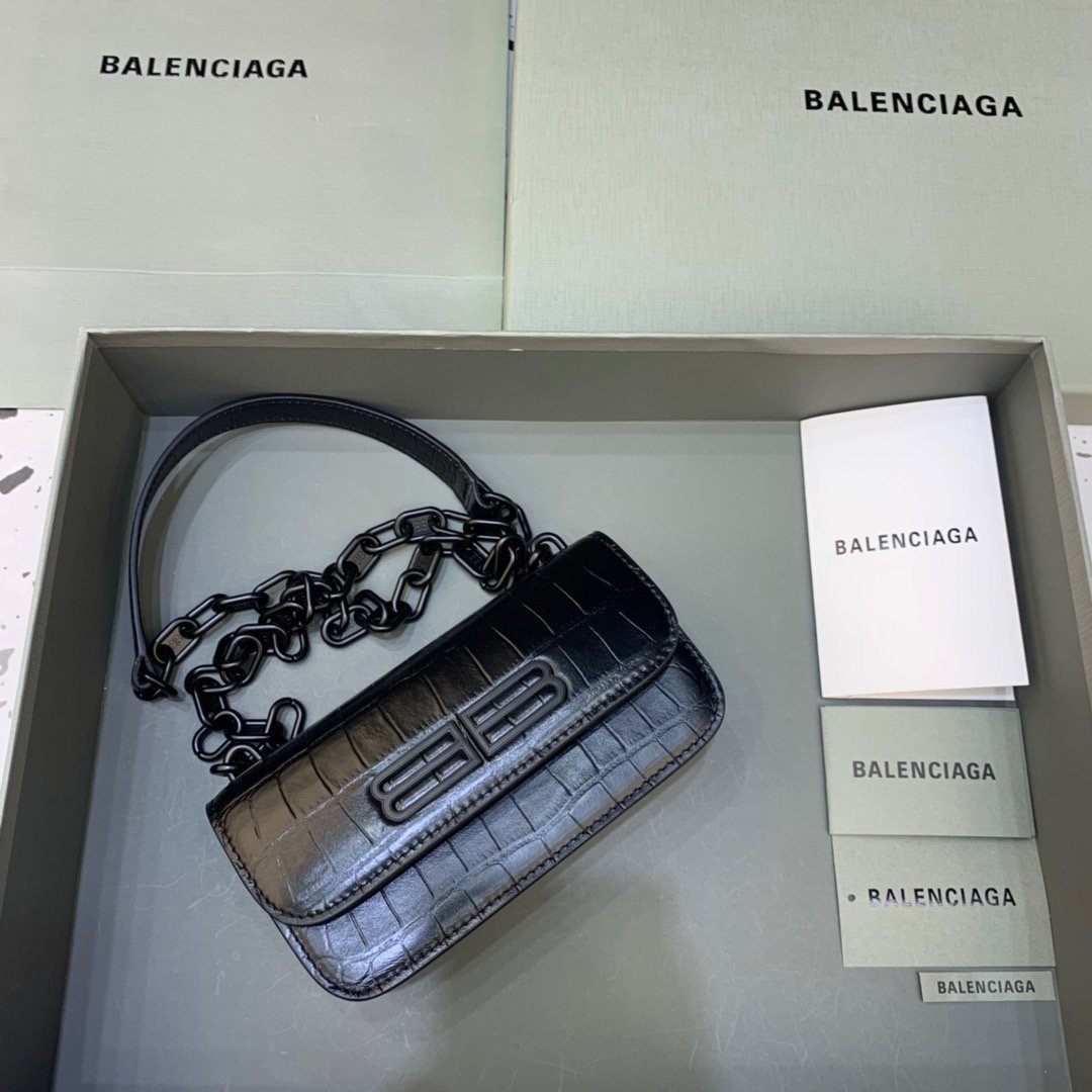 Balenciaga Gossip Small On Chain Shoulder Bag Black, For Women, Women’s Bags 7.4in/19cm