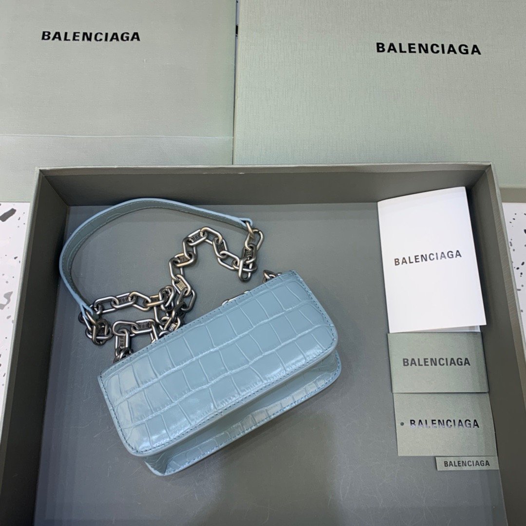 Balenciaga Gossip Small On Chain Shoulder Bag Blue, For Women, Women’s Bags 7.4in/19cm