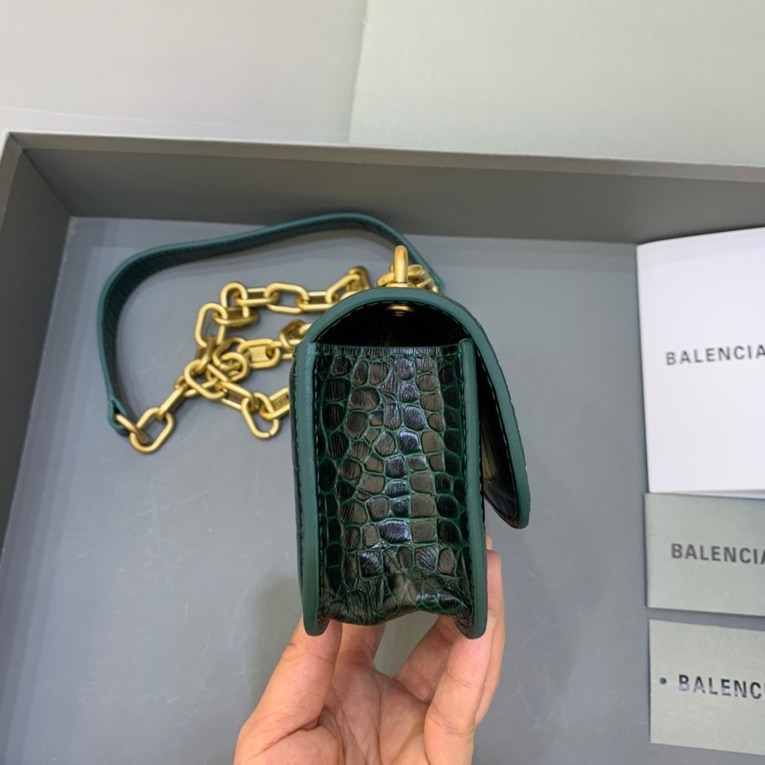 Balenciaga Gossip Small On Chain Shoulder Bag Dark Green, For Women, Women’s Bags 7.4in/19cm