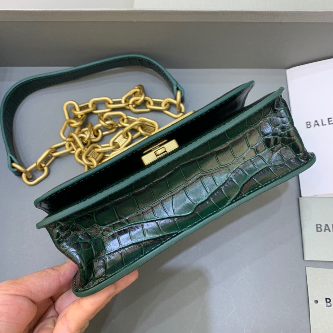 Balenciaga Gossip Small On Chain Shoulder Bag Dark Green, For Women, Women’s Bags 7.4in/19cm