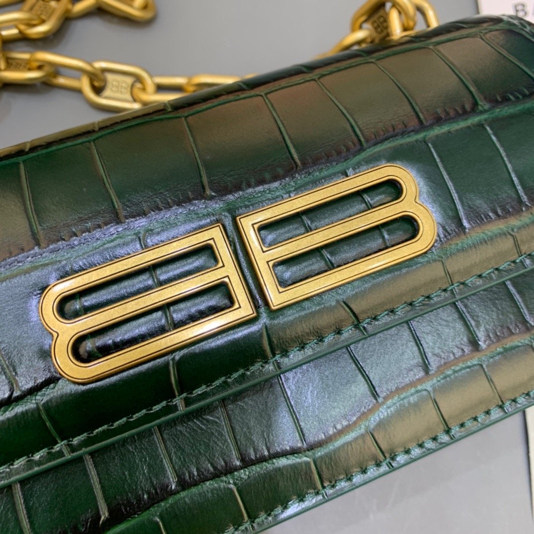Balenciaga Gossip Small On Chain Shoulder Bag Dark Green, For Women, Women’s Bags 7.4in/19cm