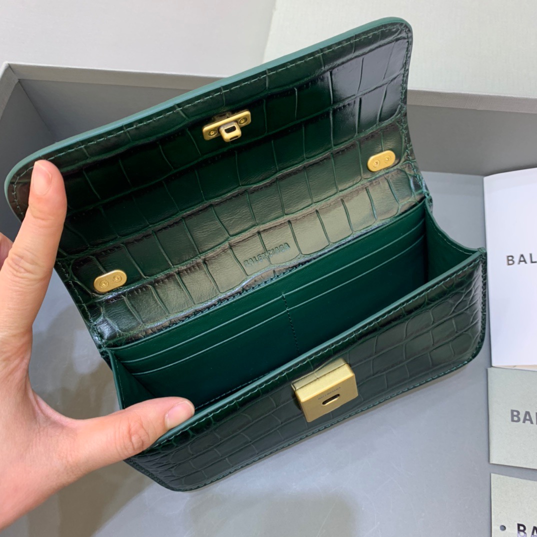 Balenciaga Gossip Small On Chain Shoulder Bag Dark Green, For Women, Women’s Bags 7.4in/19cm