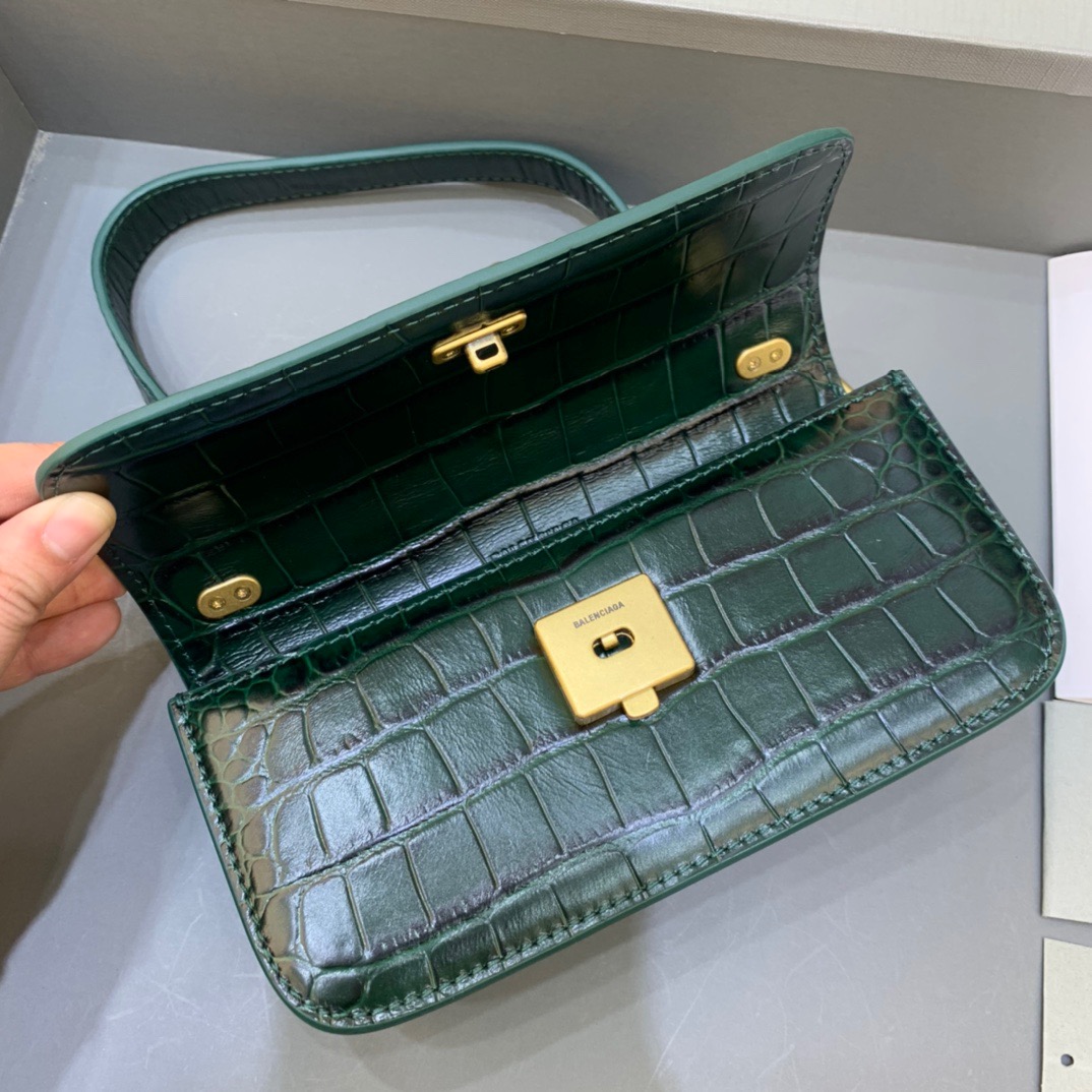 Balenciaga Gossip Small On Chain Shoulder Bag Dark Green, For Women, Women’s Bags 7.4in/19cm