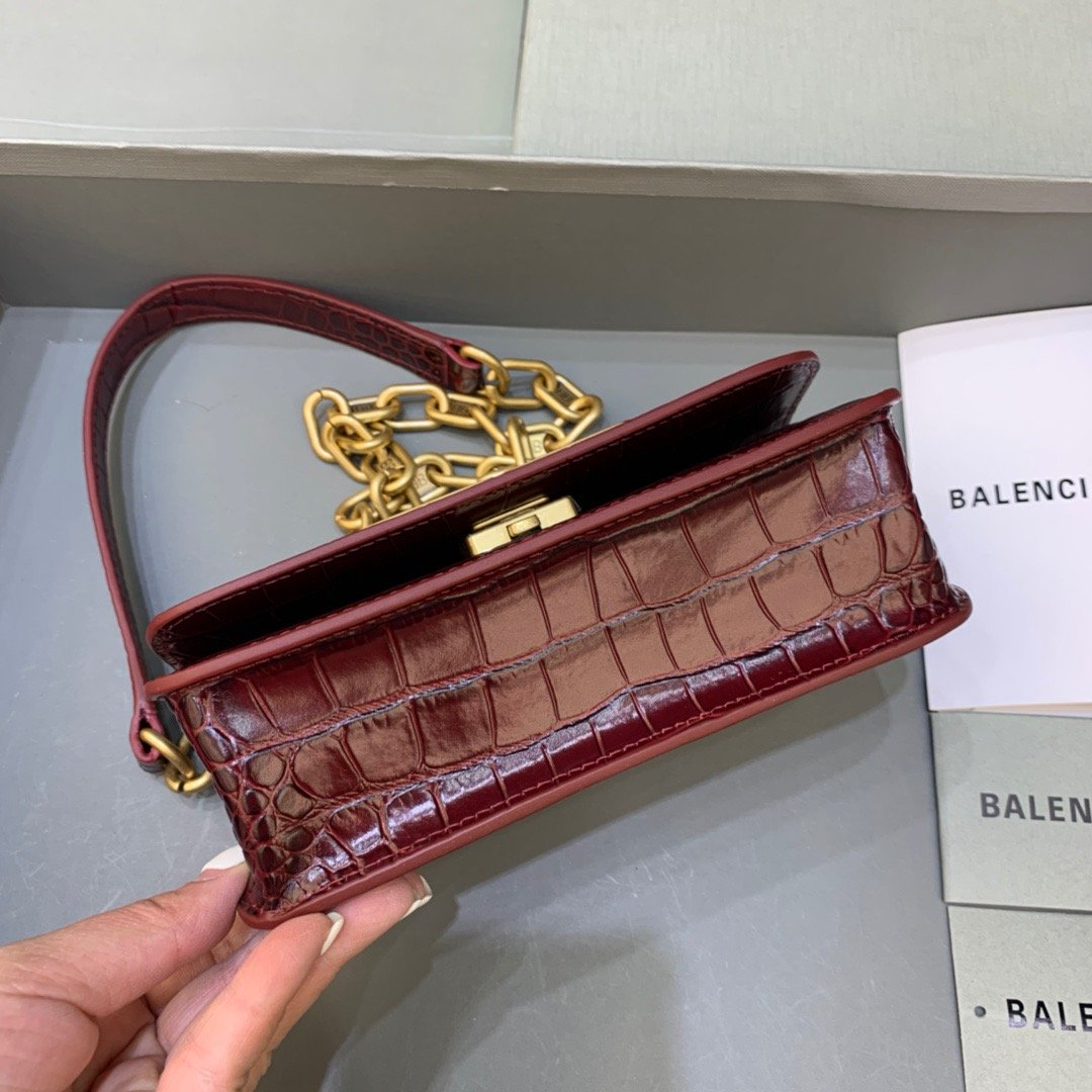 Balenciaga Gossip Small On Chain Shoulder Bag Dark Red, For Women, Women’s Bags 7.4in/19cm