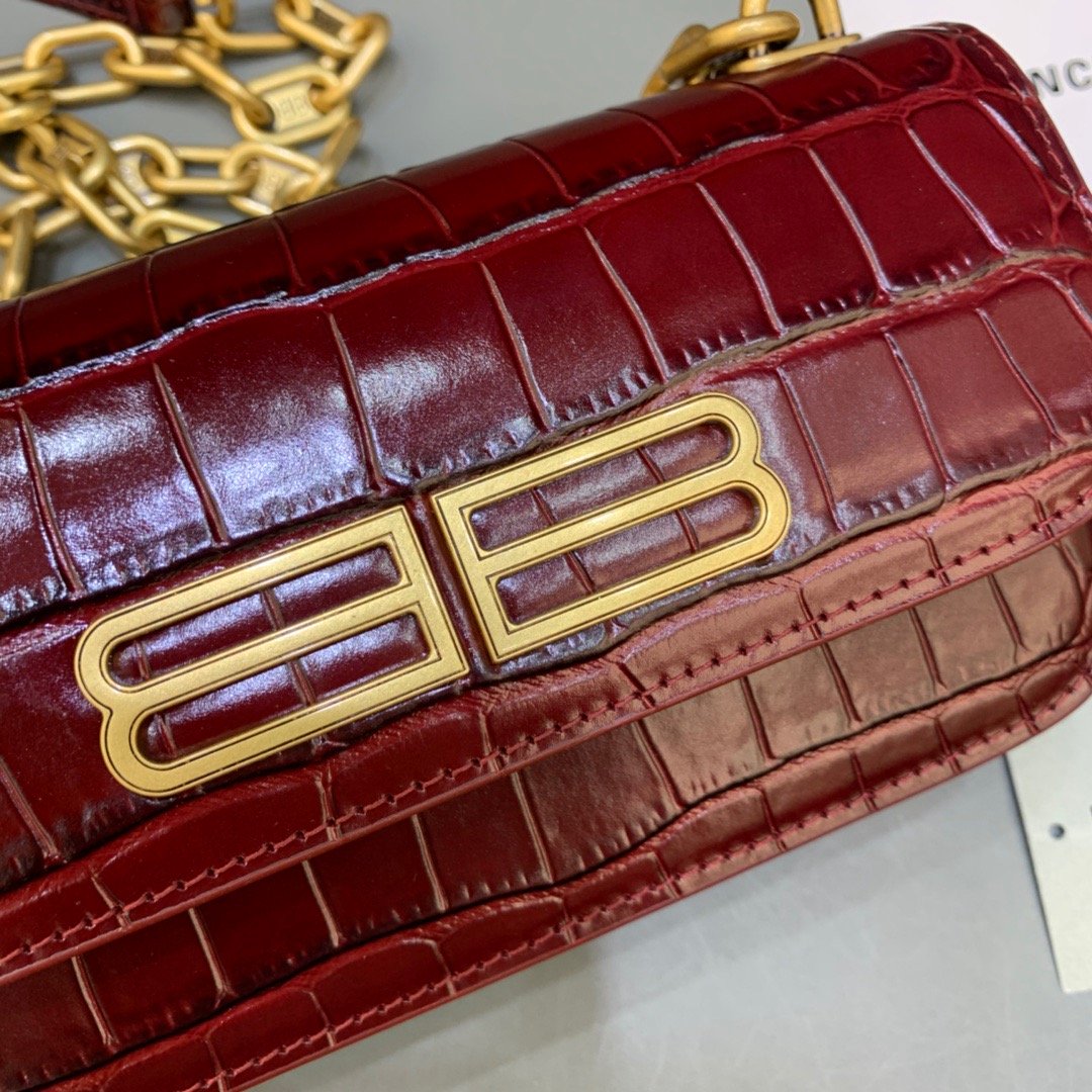 Balenciaga Gossip Small On Chain Shoulder Bag Dark Red, For Women, Women’s Bags 7.4in/19cm