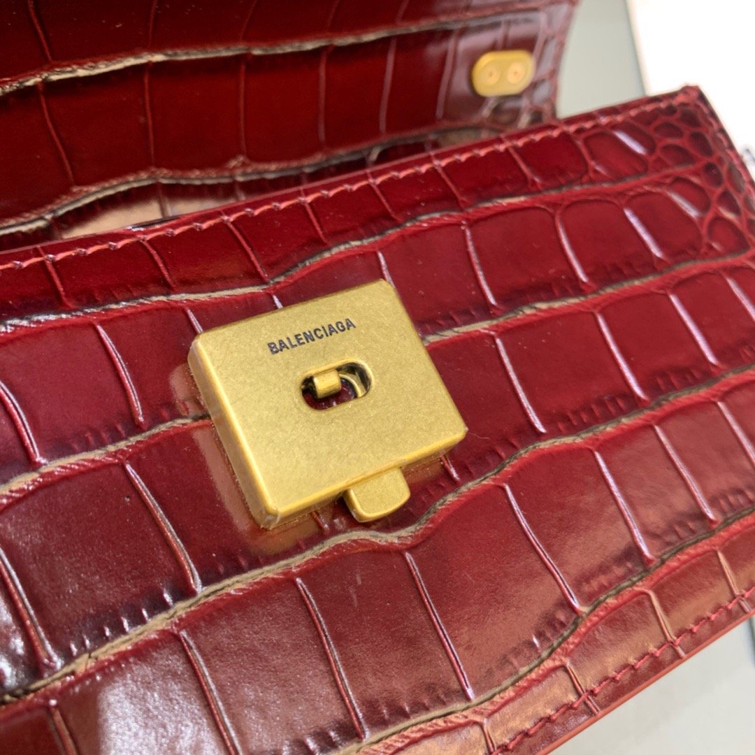 Balenciaga Gossip Small On Chain Shoulder Bag Dark Red, For Women, Women’s Bags 7.4in/19cm